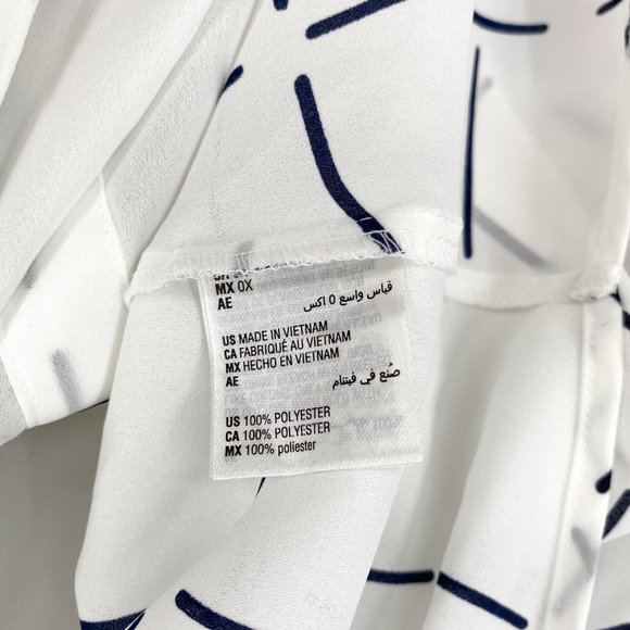 Alfani Womens White Plaid Collared 3/4 Sleeve Rolled Front Top Plus Size 0X - Picture 7 of 7